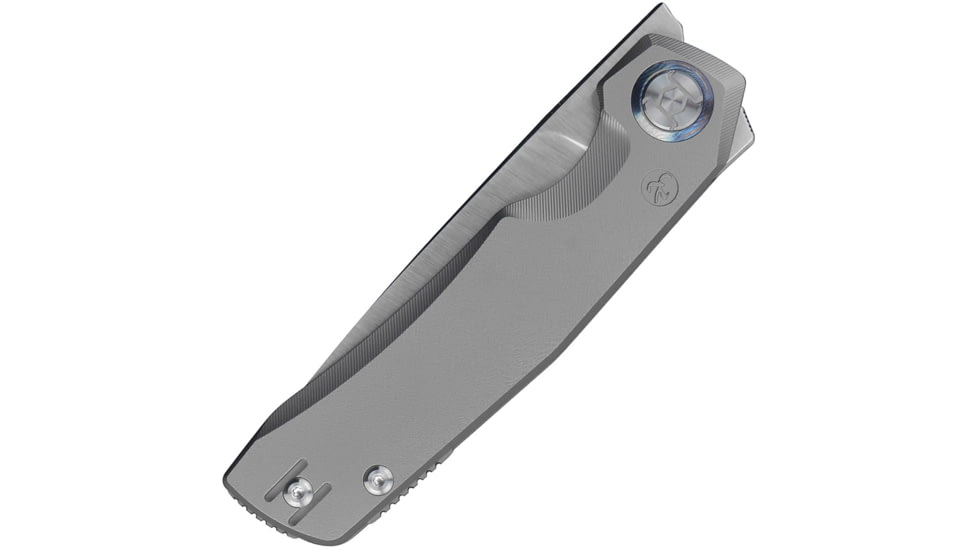 Kunwu Knives TAO Compact Folding Knife, 4.5in Closed, 3in Satin Elmax Steel Blade, Gray Titanium Handle, K703C