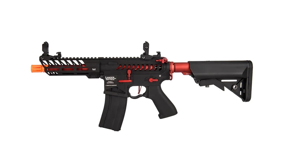 Lancer Tactical Enforcer Needletail Skeleton Crane Stock Low FPS, Black/Red, LT-29BACRL-G2-ME