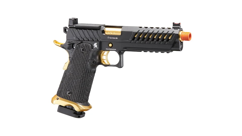 Lancer Tactical Knightshade Hi-Capa Gas Blowback Airsoft Pistol w/ Red Dot Mount, Black/Gold, LTX-6B-M