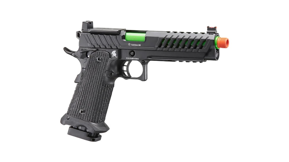 Lancer Tactical Knightshade Hi-Capa Gas Blowback Airsoft Pistol w/ Red Dot Mount, Black/Green, LTX-6BZ-M