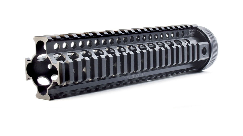 LaRue Tactical Quad Rail AR-15 Handguard, 10in, Black Anodized, Black, LT214