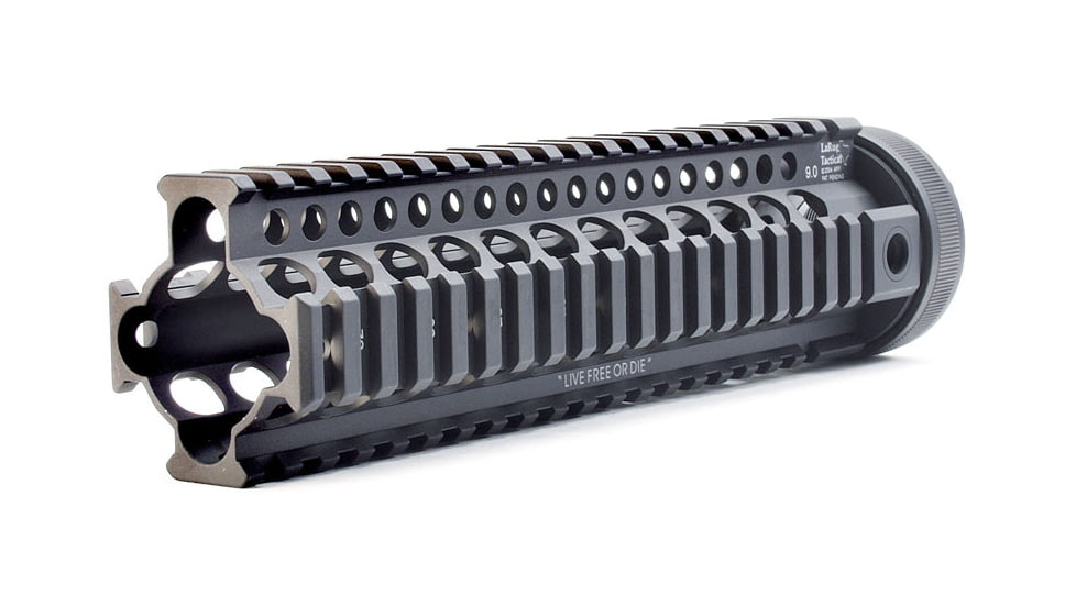 LaRue Tactical Quad Rail AR-15 Handguard, 9in, Black Anodized, Black, LT208