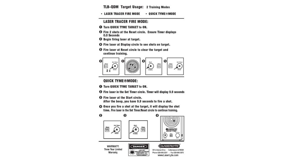 DEMO, LaserLyte Quick Tyme Trainer Target, AA Battery, High-Impact ABS Polymer, Gray, TLB-QDM