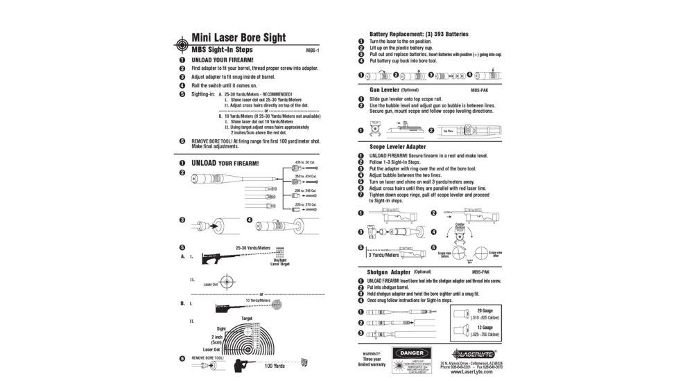 LaserLyte Universal Laser Bore Sight .22 to .50 Caliber, MBS-1