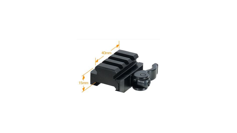 Leapers UTG 3-Slot Universal QD Lever Lock Adaptor and Riser, 15mm/Saddle Ht., 40mm/Length RSQD403