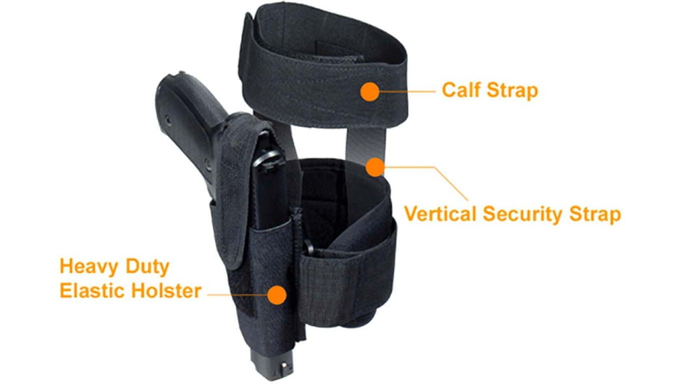 Leapers UTG Concealed Ankle Holster, Black - Fits Most Compact &amp; Subcompact Pistols