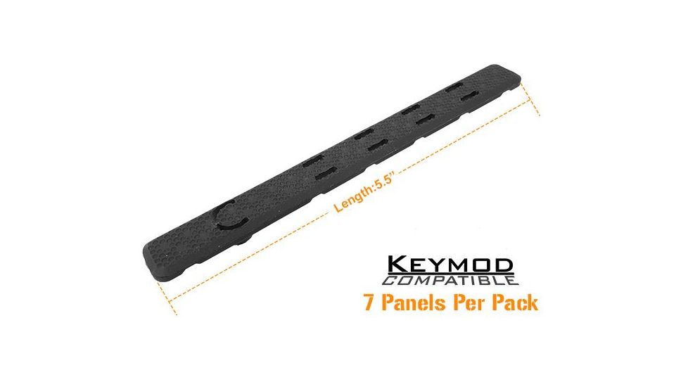 Leapers UTG Low Profile Keymod Rail Panel Covers,5.5in,Black,Pack of 7 RB-HP25B, EDEMO2