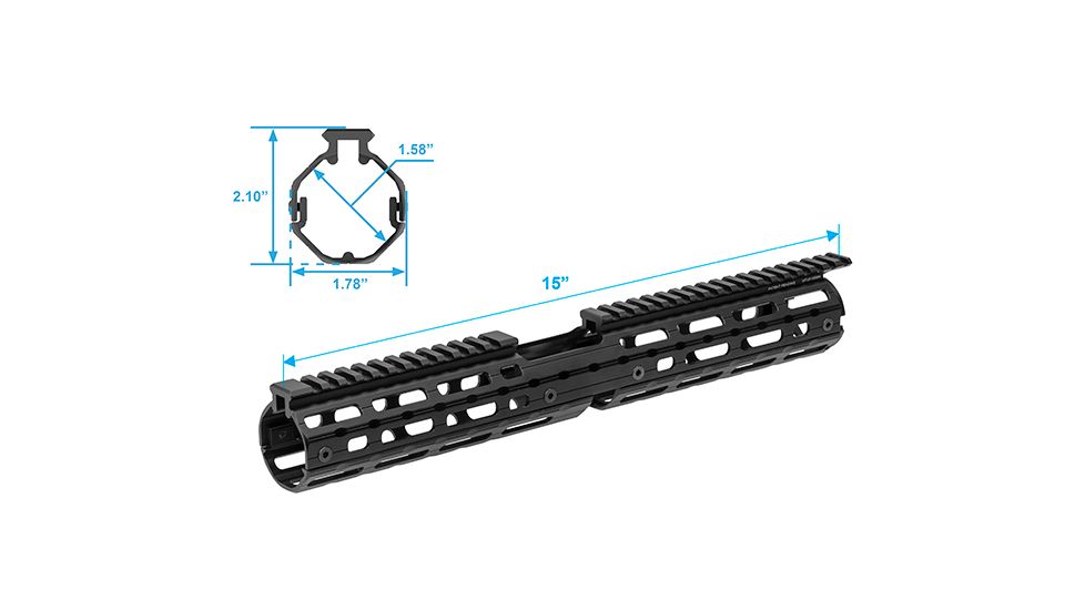 Leapers UTG PRO AR15 Super Slim M-LOK 15in Drop-in Car. Length Rail, 15 inch, MTU015SSM