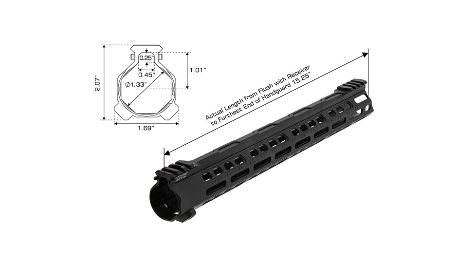 Leapers UTG PRO Forerunner 15in M-LOK Free Float Handguard, Black, MTU047SPM