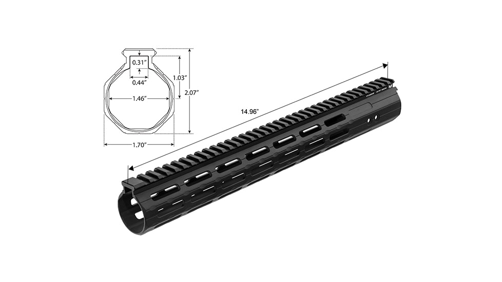 Leapers UTG PRO M-LOK .308 DPMS GII 15in Super Slim Free Float Handguard, Black, MTU026SSME