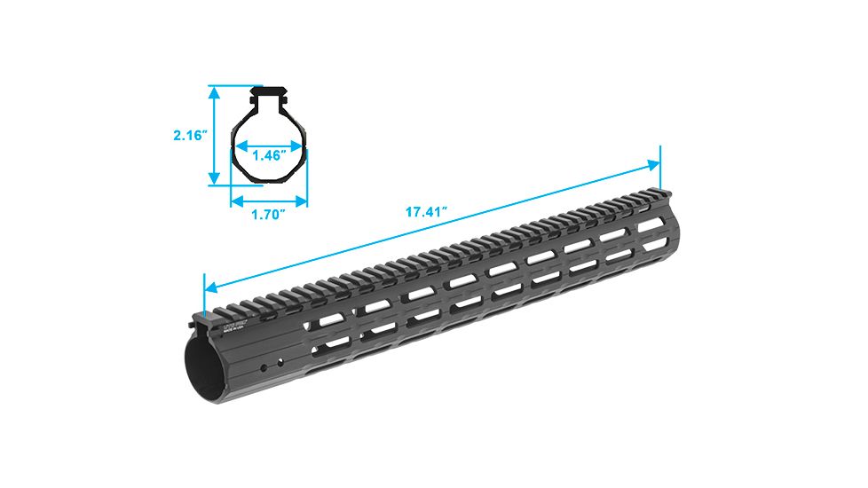 Leapers UTG PRO Super Slim Free Float Handguard, DPMS LR-308, M-LOK, 17 inch, Black MTU038SSMB, EDEMO1