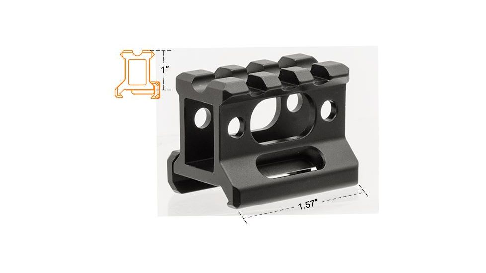 Leapers UTG Super Slim Picatinny Riser Mount 1in High, 3 Slots MT-RSX1S