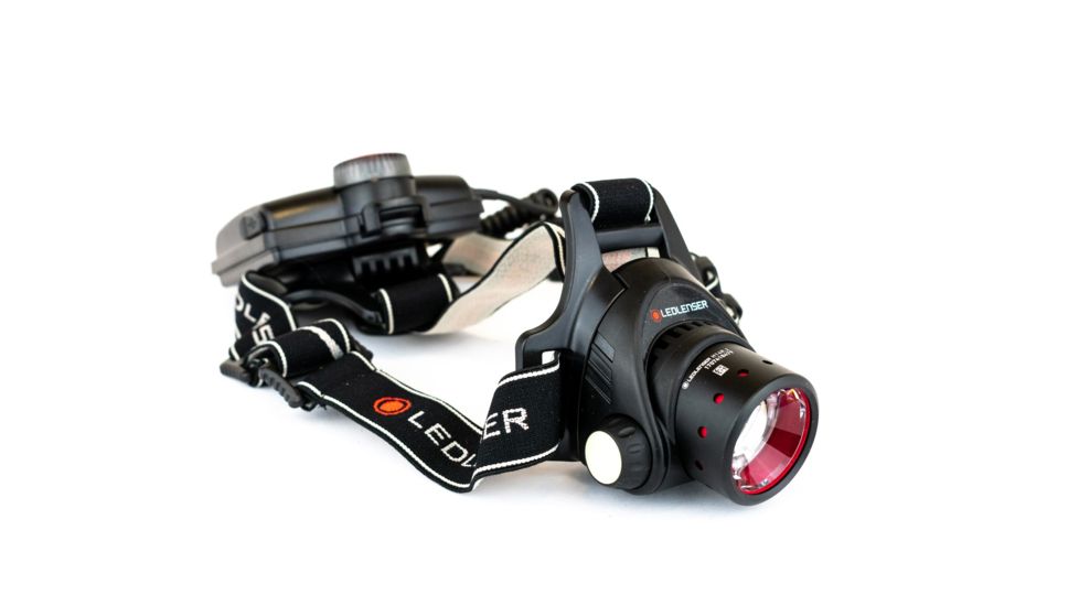 LED Lenser H14R.2 1000 Lumens LED Headlamp, Black/White Band - Rechargeable 880036