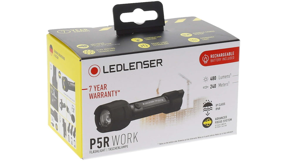 LED Lenser P5R Work Flashlight, Li-ion 3.7V, Black, 880528