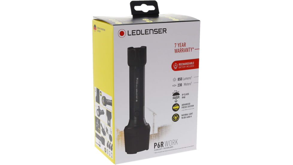 LED Lenser P6R Work Flashlight, Li-ion 3.63V, Black, 880529