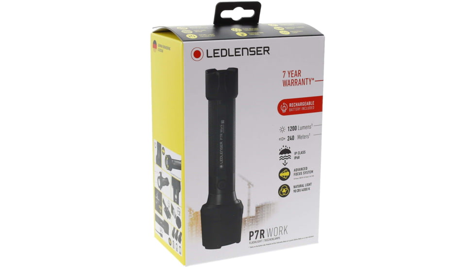 LED Lenser P7R Work Flashlight, Li-ion 3.7V, Black, 880530
