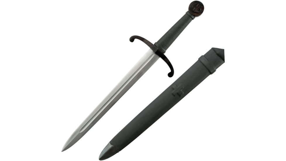 Legacy Arms Brookhart Hospitaller Dagger Fixed Blade Knife, 13in, Black Leather Wrapped Handle IP613