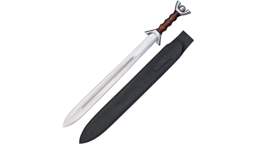 Legacy Arms Celtic Anthropomorphic Sword, 23.25in, Carbon Steel, Standard Edge, Satin, Brown, Wood Handle IP084