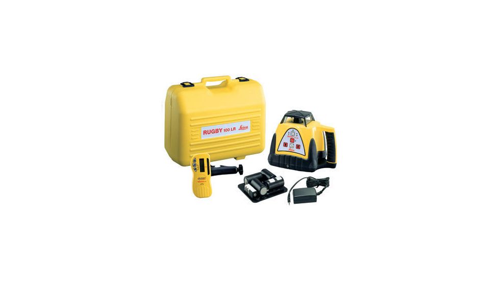 Leica Geosystems Rugby 100LR General Construction Laser Package w/ Rod-Eye Pro Laser Datector &amp; Re-Chargeable Battery 733622