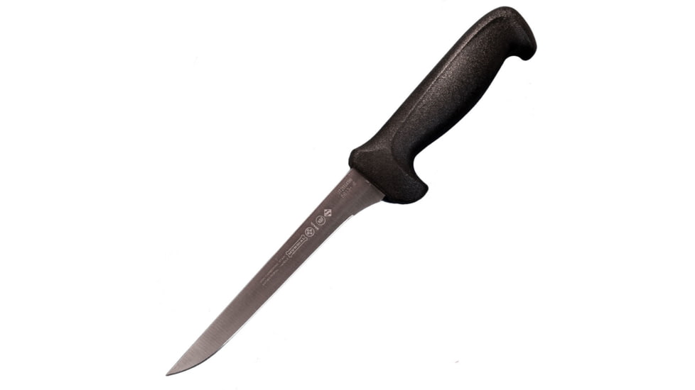 LEM Products Mundial 6in Straight Narrow Semi-Flex Knife, High-Carbon Stain Free Steel Blade, Polypropylene Black Handle, 94