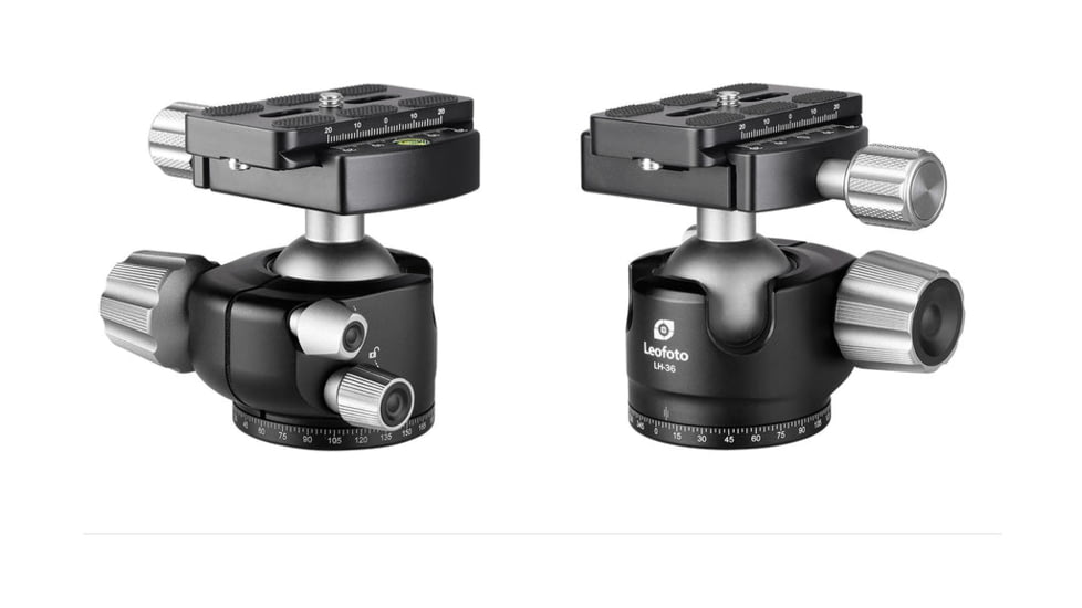 Leofoto LH-36 Low Profile Ball Head &amp; QR Plate, Arca, Black, LH-36
