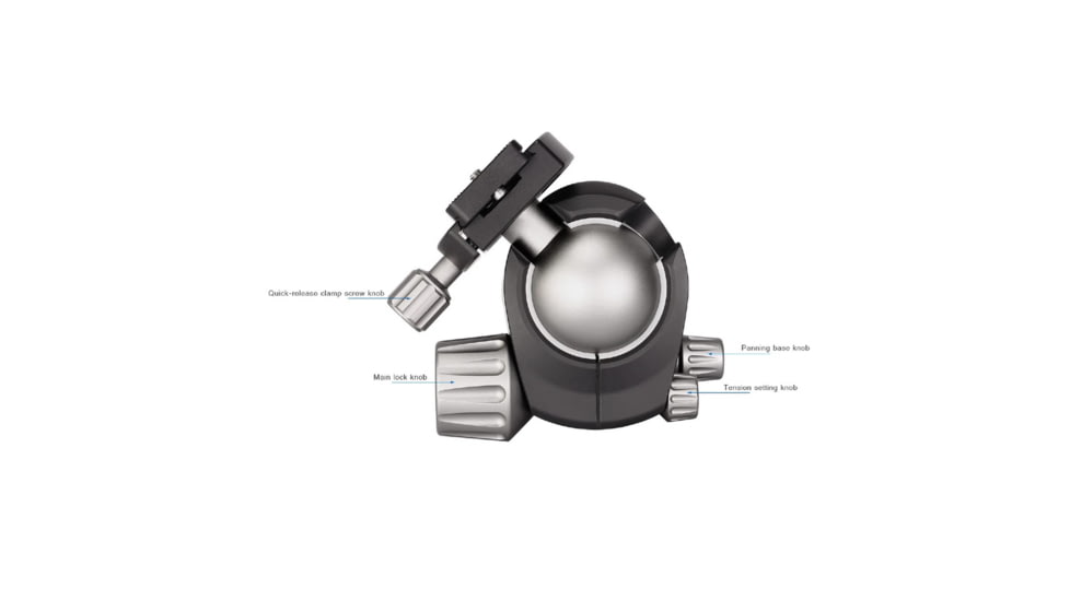 Leofoto LH-55 Series Low Profile Ball Head &amp; QR Plate, Arca, Black, LH-55