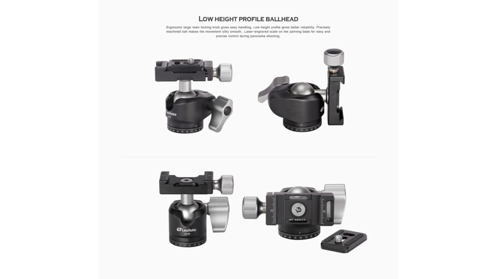 Leofoto LS-223CEX X Verison Table/Ground Mini Tripod w/ Integrated Leveling Base, Ballhead Set, Black, LS-223CEXX+LH-25