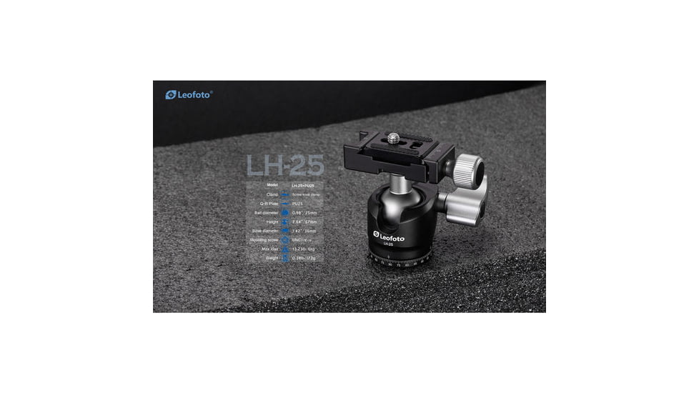 Leofoto MT-03/LH-25 Mini Tripod w/ Mini Ball Head Kit and Bag, Black, MT-03+LH-25