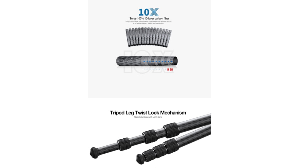 Leofoto SA-364CX/MK-40X/GS-3 Outdoors Tripod w/ Ball Head and Clamp Set, Black, SA-364CX+MK-40X+GS-3