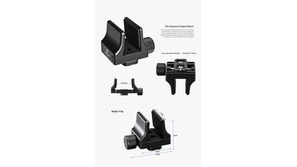 Leofoto SA-364CX/MK-40X/GS-3 Outdoors Tripod w/ Ball Head and Clamp Set, Black, SA-364CX+MK-40X+GS-3