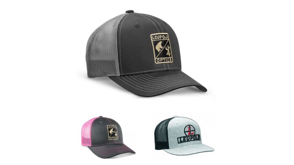 Leupold L Optic Trucker Hat, Black, Charcoal, Green, Neon Pink, White