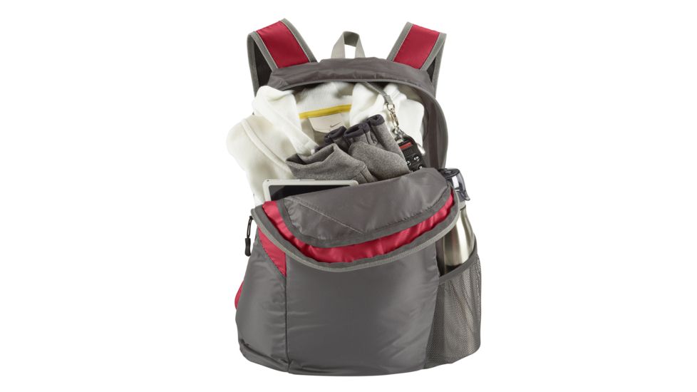 Lewis N. Clark 18in Packable Backpack with Neoprene Zip Pouch, Red/Gray, One Size, 1764RED