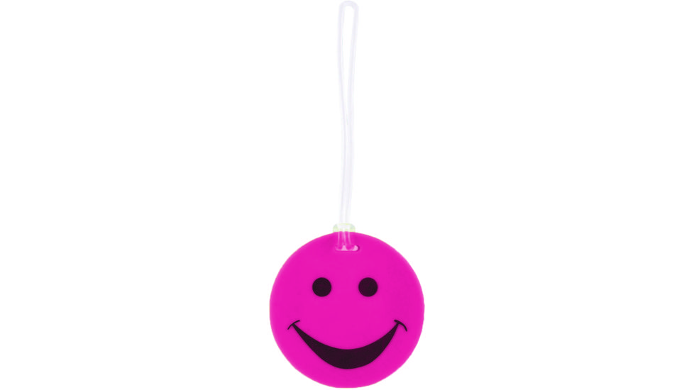 Lewis N Clark Smiley Face Rubber Tag, Pink ID99PNK
