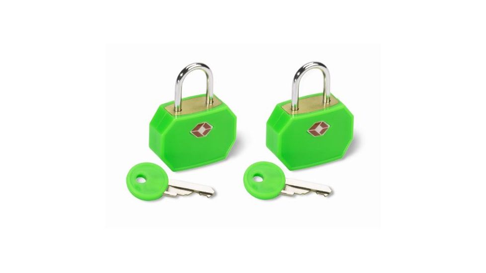 Lewis N Clark Travel Sentry Mini Padlock, 2-Pack, Neon Green TSA14GRN