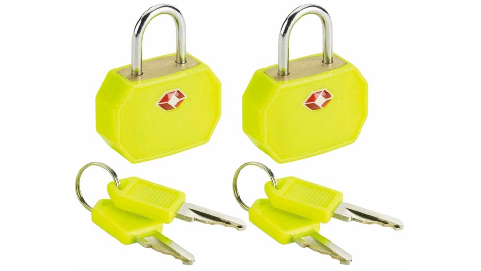 Lewis N Clark Travel Sentry Mini Padlock, 2-Pack, Neon Yellow TSA14YEL