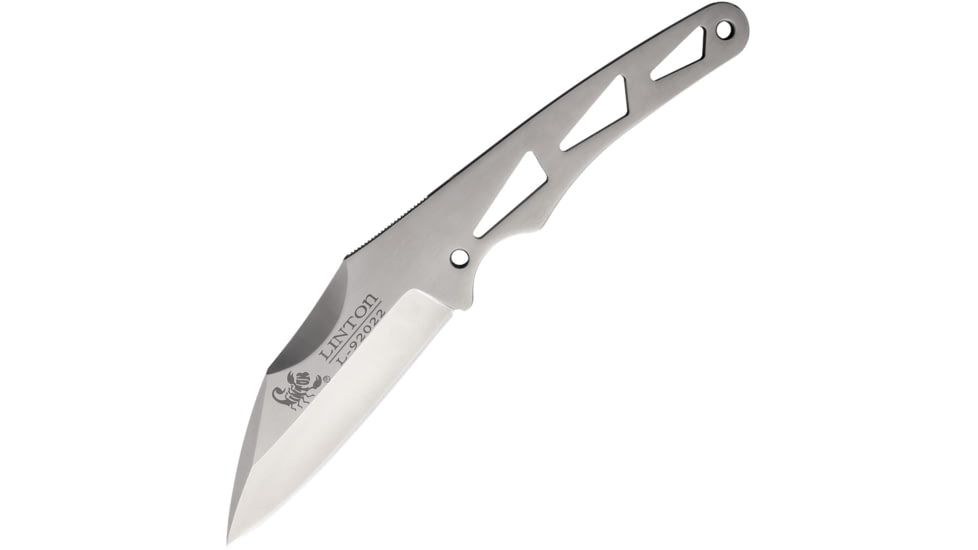 Linton Cutlery Skeletonized Fixed Blade Knife w/o Sheath, 10.63in Overall, 4.75in Satin Stainless Blade, Skeletonized Handle, No Sheath, L92022NS NO SHEATH