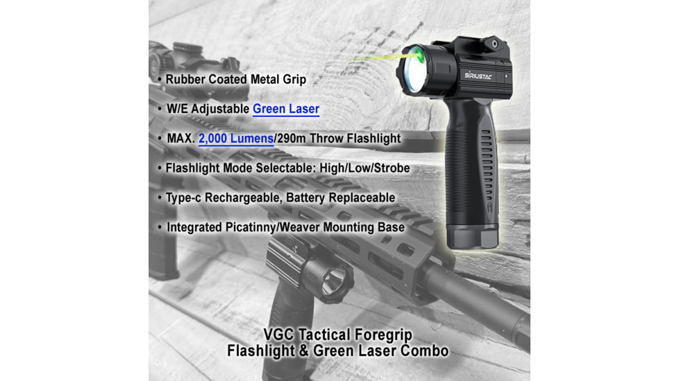 Lion Gears Tactical Foregrip w/ 2000 Lumen Flashlight/ Green Laser Combo