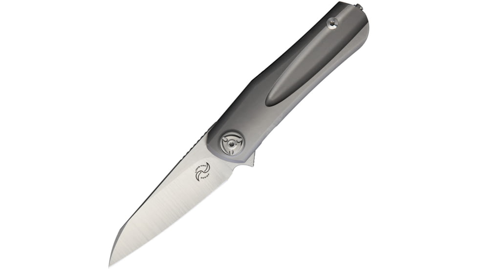 Liong Mah Designs Hawk Framelock Folding Knife, 3.25 satin finish Bohler M390 stainless blade, Gray sculpted titanium handle, HAWK TI