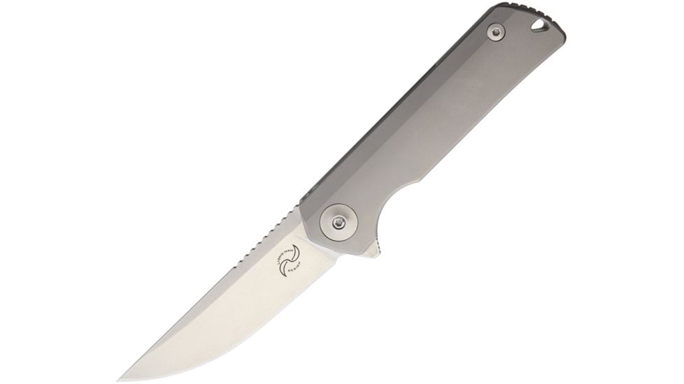 Liong Mah Designs Warrior One Version 2 Folding Knife,3.25in,S35VN Steel,Standard Edge,Stonewash,Gray,Titanium Handle LMDW12