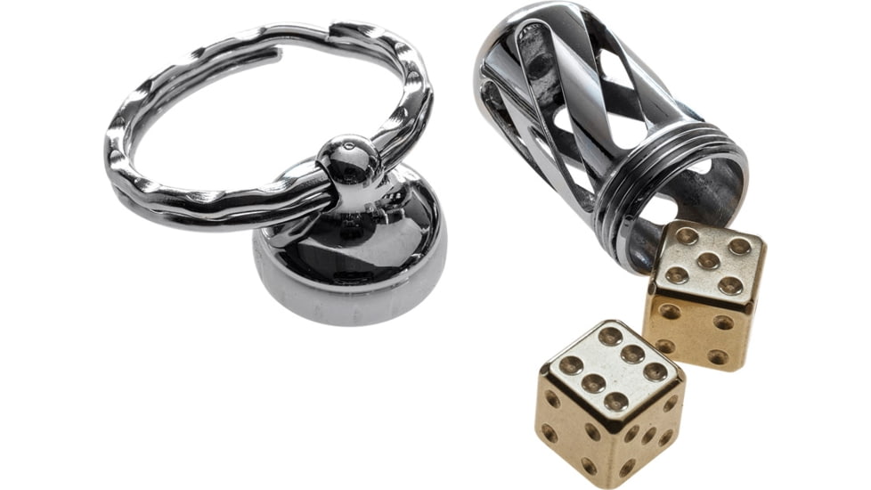 Lionsteel Acorn Dice Set of 2 Brass with Brass Construction, .38in X .38in, Comes In Acorn Sized SS Key Chain Container, Brass Construction, DD OT