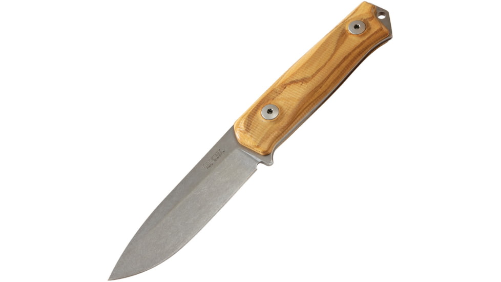Lionsteel B41 Bushcraft Olive Wood Knife, 4.13 stonewash finish Sleipner tool steel blade, Olive wood handle, B41 UL