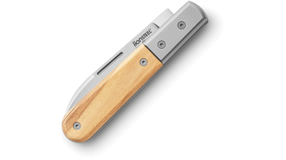 Lionsteel Barlow Roundhead Folding Knife, 3in, M390 Stainless, Satin Finish, Roundhead Blade, Olive Wood Handle, CK0111 UL