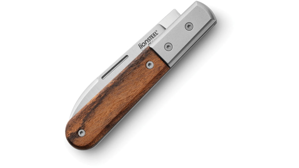Lionsteel Barlow Roundhead Folding Knife, 3in, M390 Stainless, Satin Finish, Roundhead Blade, Santos Wood Handle, CK0111 ST