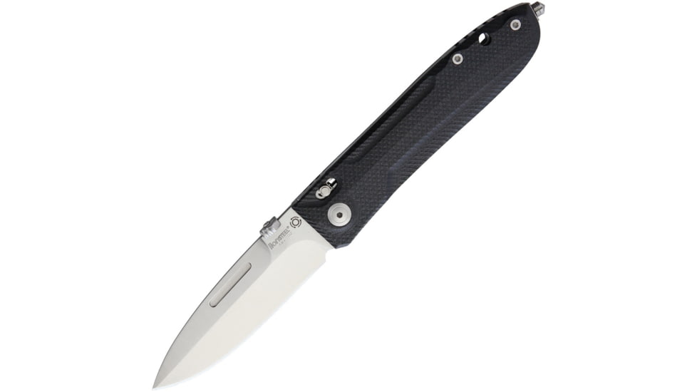 Lionsteel Big Daghetta G10 Folding Knife, 3.75in Satin D2 Tool Steel Spear Point Blade, Black G10 Handle, Thumb Stud, Glass Breaker, Pocket Clip, Tol Tactical Operation Lock System, Black, 8710 BK