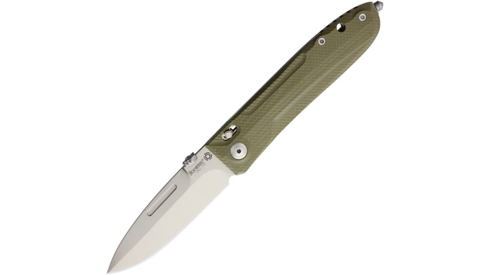 Lionsteel Big Daghetta G10 Folding Knife, 3.75in Satin D2 Tool Steel Spear Point Blade, Green G10 Handle, Glass Breaker, Pocket Clip, Thumb Stud, Tol Tactical Operation Lock System, Green, 8710 GR