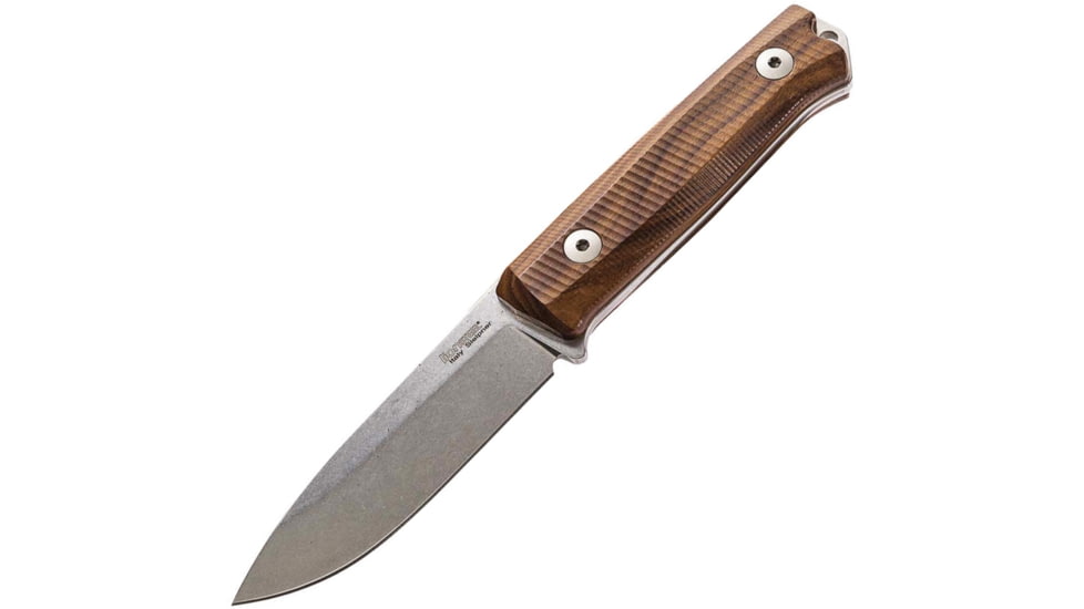 Lionsteel Bushcraft B40 Santos Wood Fixed Blade Knife, 8.88in Overall, 3.88in Stonewash Sleipner Tool Steel Blade, Santos Wood Handle, Brown Leather Belt Sheath, B40 ST