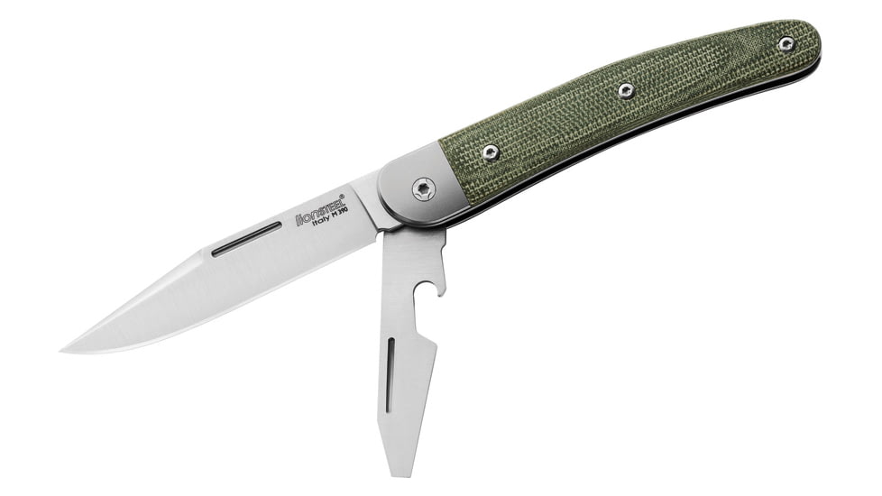 Lionsteel Jack Linerlock Green Micarta Knife, screw driver blade, JK2 CVG