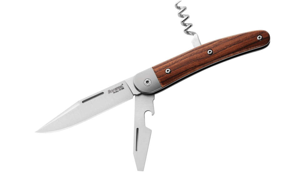 Lionsteel Jack Linerlock Santos Wood Knife, with screwdriver blade and corkscrew, JK3 ST