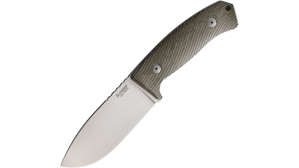Lionsteel M3 Fixed Blade Knife 4.13 in, Steel, Drop Point Blade, Green Canvas Micarta, M3CVG