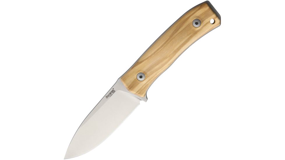 Lionsteel M4 Fixed Blade Olive Wood Fixed Blade Knife, 3.75in, M390 Steel, Standard Edge, Satin, Olive, Wood Handle LSTM4UL